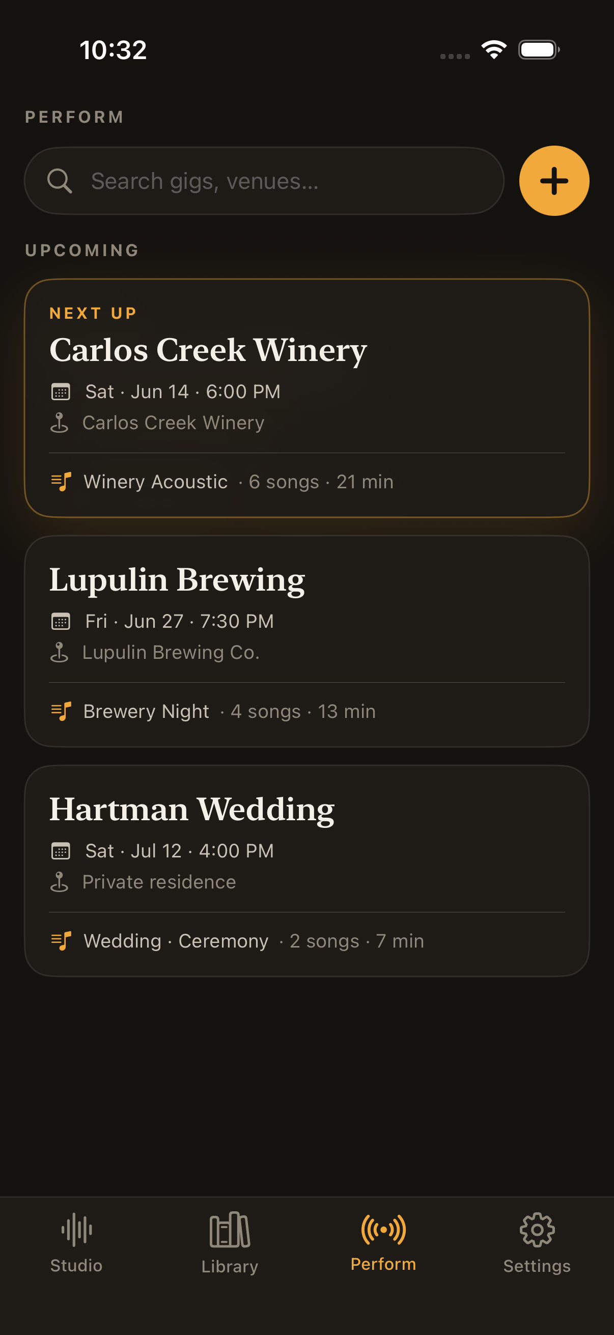 MusicianOS — Gigs